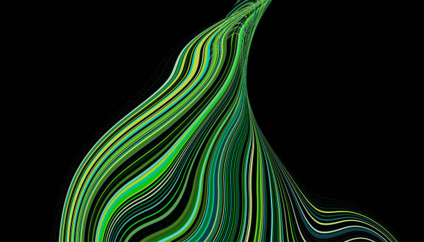 ilustraciones, imágenes clip art, dibujos animados e iconos de stock de vector green liquid effects fluidity technology fondos - silk black backgrounds pattern