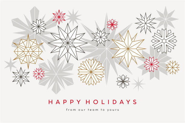 Holiday Background with Stylized Stars and Snowflakes vector art illustration