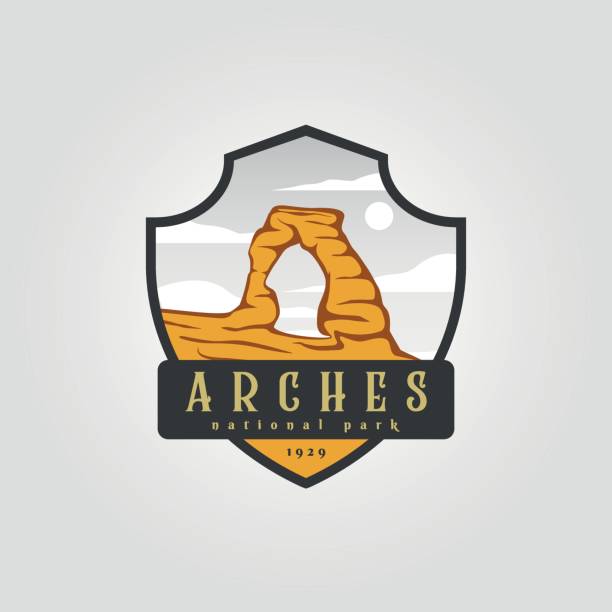 emblem of arches national park vintage, USA nature park vector illustration design