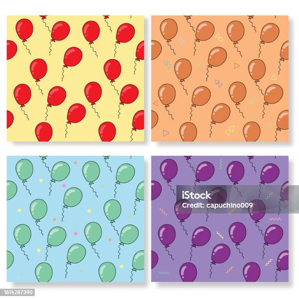 Balloon Pattern Texture Balloon Pattern Seamless Set Stock Illustration - Download Image Now ...