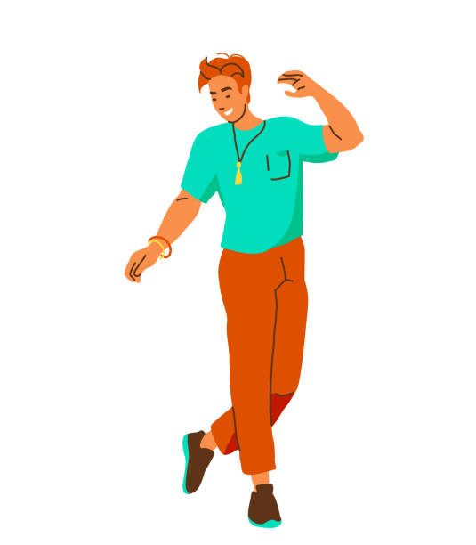 ilustrações, clipart, desenhos animados e ícones de ilustração do vetor da dança do homem. dançarino bonito em pose de equilíbrio. design de estilo de vida jovem. isolado no fundo branco. cor brilhante - dancing breakdancing street city life