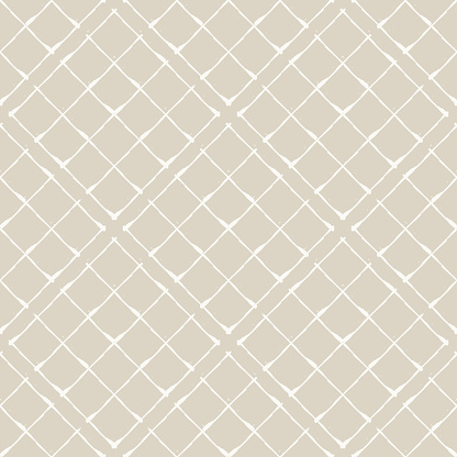 Neutral vector waffle effect geometric grid. Seamless pattern background. Beige ecru diagonal cotton fiber style backdrop. Woven linen cloth design. Hessian burlap all over print for eco packaging