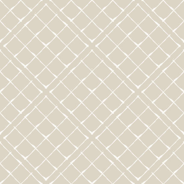 Neutral vector waffle effect geometric grid. Seamless pattern background. Beige ecru diagonal cotton fiber style backdrop. Woven linen cloth design. Hessian burlap all over print for eco packaging. Neutral vector waffle effect geometric grid. Seamless pattern background. Beige ecru diagonal cotton fiber style backdrop. Woven linen cloth design. Hessian burlap all over print for eco packaging cross hatch pattern stock illustrations