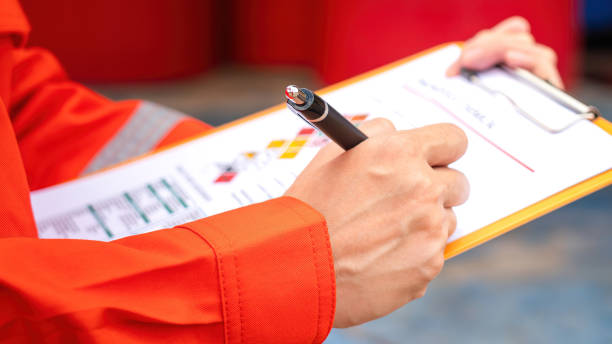 istock Checking on the hazardous chemical material information form. 1614301275