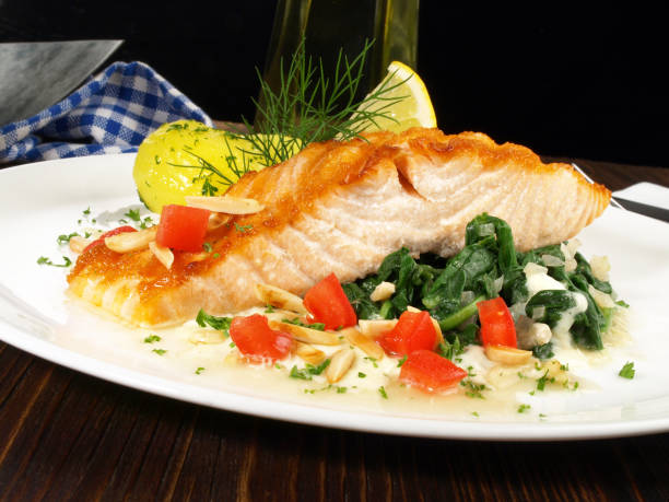 istock Salmon with Spinach and Potatoes - Fish Fillet 1614308133