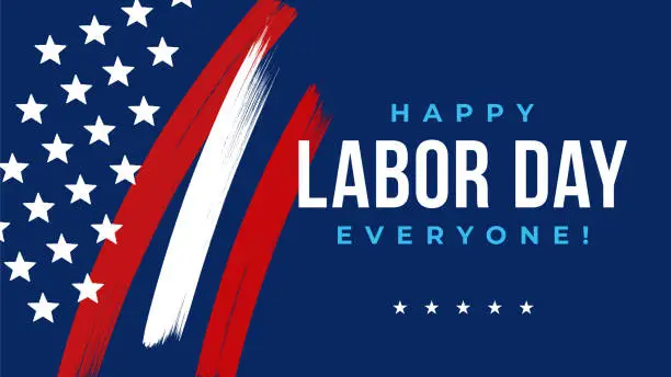Vector illustration of Happy Labor Day. Beautiful modern greeting card with American flag.
