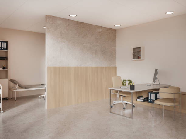 istock Beige and wooden doctor office corner 1614331456