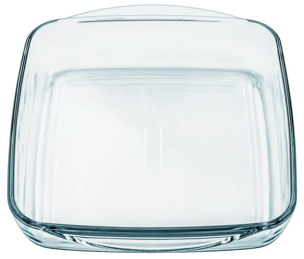 istock Large Rounded Square Clear Glass Cake Baking Dish With Handles Isolated on White Background 1614338819