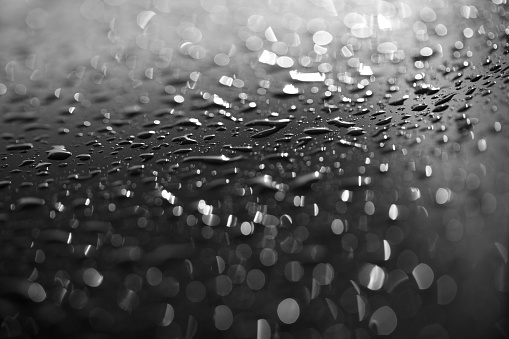 Drops on black surface.