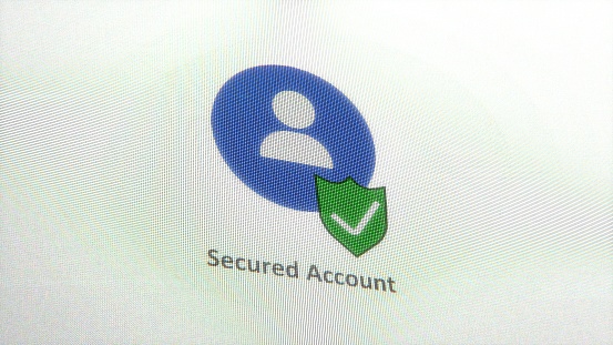 Account security sign. Green safety shield. Internet. Two-factor authentication.