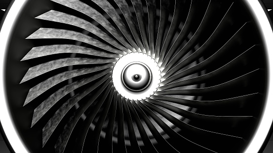Aircraft turbine. Jet engine. Aviation.