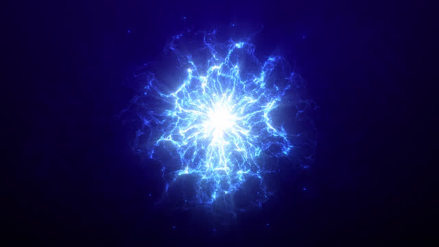 Abstract glowing blue futuristic energy plasma wave with bright core