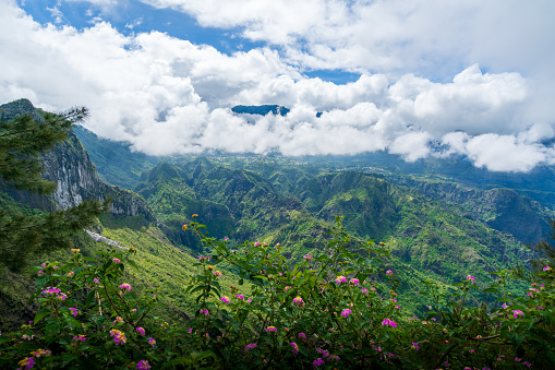 Landscape with Piton des Neiges mountain, La Reunion Islands