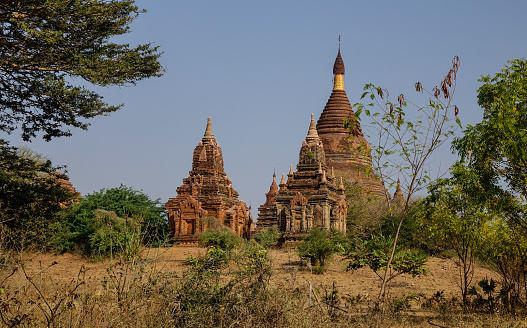 Ancient Buddhist temples in Bagan, Myanmar. Bagan is one of the world greatest archeological sites, a sight to rival Machu Picchu or Angkor Wat.