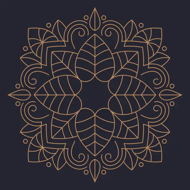 Vector illustration of Ornate Plant Blossom Leaf Lines Design Abstract Background
