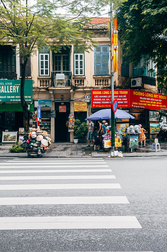 hanoi, vietnam. 5th june, 2023: the french quarter is an old busy neigborhood of downtown hanoi