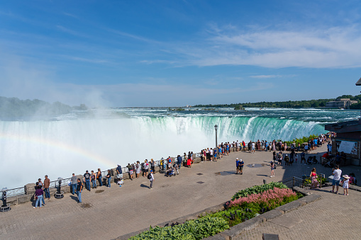 Niagara Falls, ON, Canada - June 30, 2022: Tourists visiting Niagara Falls, ON, Canada.