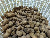 Close up of the peanuts. Also called as Arachis hypogea, groundnut, goober, pindar or monkey nut