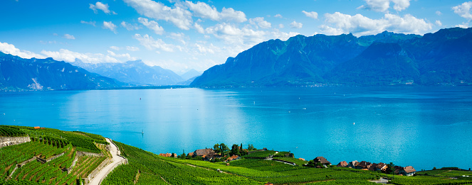 Panorama scene of Geneva Lake, Switzerland