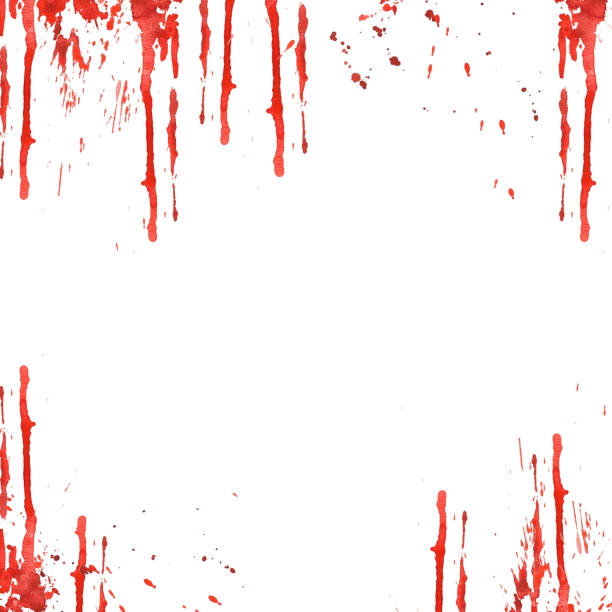 halloween-rahmen mit blutflecken aquarell handgemalte illustration lokalisiert auf weißem hintergrund - frame grunge halloween backgrounds stock-grafiken, -clipart, -cartoons und -symbole