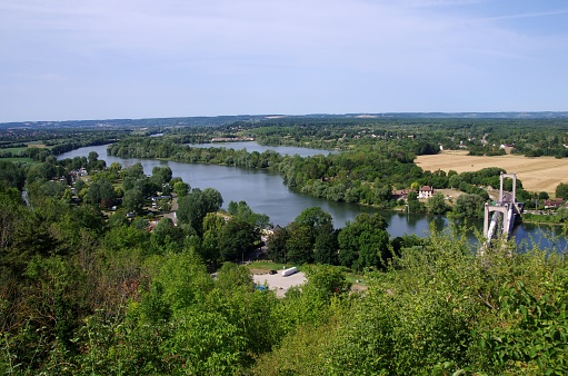 The river Seine in the village of La Roche Guyon in France, Europe