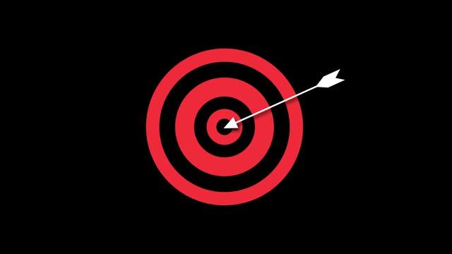 Marketing targeting strategy symbol. Aim goal target icon with arrow sign. target with arrows success animation