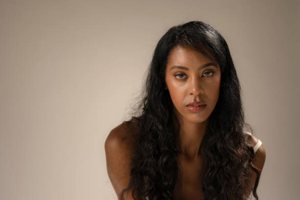 istock Tall Slender African American Model poses in studio 1614701177