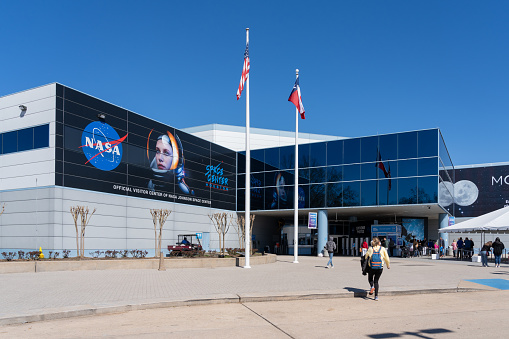 Houston, TX, USA - March 12, 2022: Space Center Houston in Texas on March 12, 2022.  Space Center Houston is a leading science and space exploration learning center.