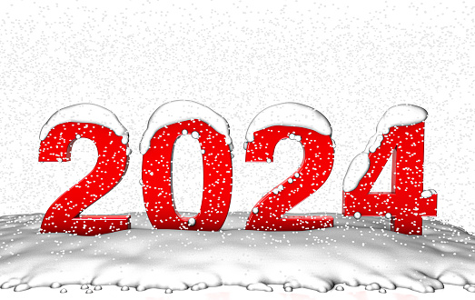 Red 2024 Text with Snow
