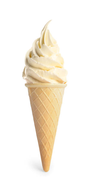 istock Delicious soft serve vanilla ice cream in crispy cone isolated on white 1614759588