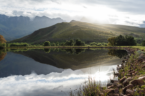 lake in the mountains on a cloudy day