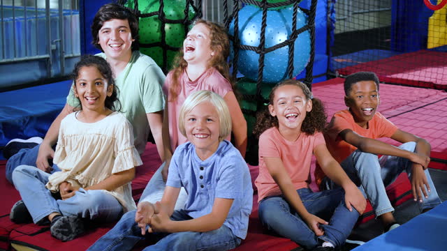 Multiracial children in indoor amusement center