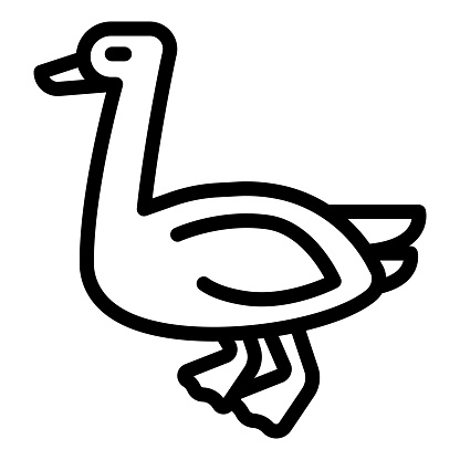 Goose line icon, farm garden concept, Farm waterbird sign on white background, silhouette of goose icon in outline style mobile concept web design. Vector graphics