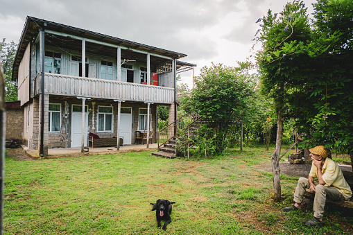 City Amatciems, Latvian republic. Guest house and green courtyard. 14. Jun. 2019