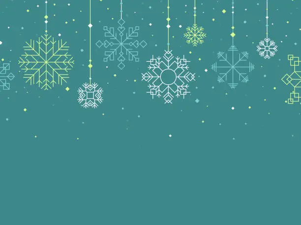 Vector illustration of Winter Snowflake Holiday Christmas Green Hanging Ornament Background