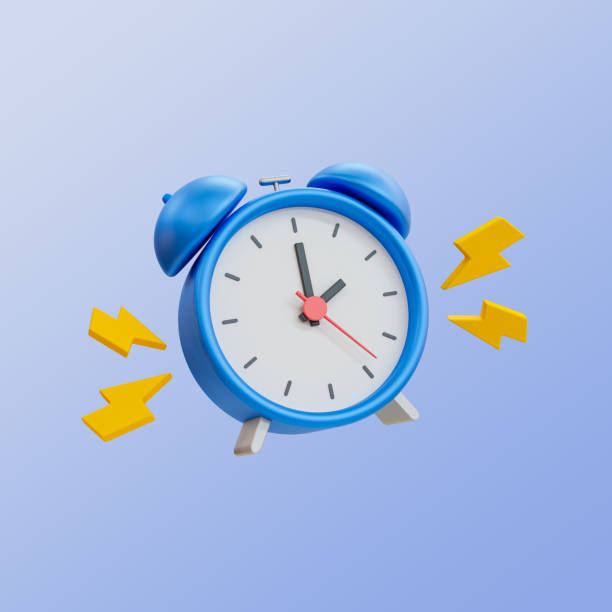istock 3d minimal quick time concept. urgent work. fast service. alarm clock with thunder icon. 3d illustration. 1614798471