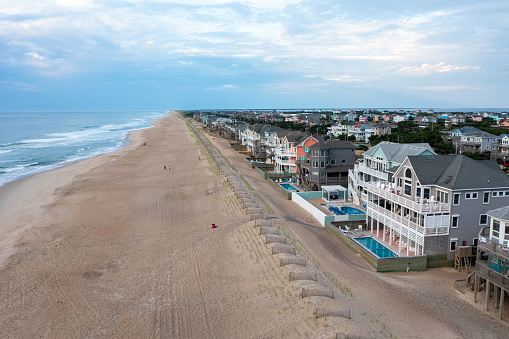 Aerial View of Avon North Carolina and the Fishing Pier Looking South Towards Cape Point