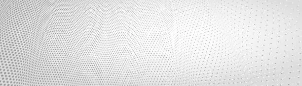 Vector illustration of 3D abstract monochrome background with dots pattern vector design, technology theme, dimensional dotted flow in perspective, big data, nanotechnology.