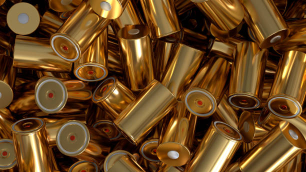 istock gold 4680 format cylindrical lithium traction battery for battery modules, mass production accumulators high power and energy for electric vehicles, use dry electrode, isolated image, 3d rendering 1614900329