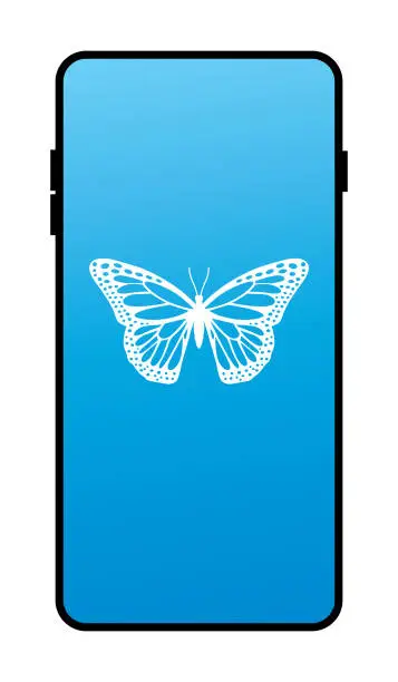 Vector illustration of Butterfly Smart Phone Icon