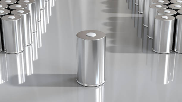 istock Lithium-ion traction 4680 battery pack, High-capacity accumulator cell modules, tabless cell, mass production batteries high power, Renewable energy electric vehicles, dry electrode, 3d rendering 1614905752