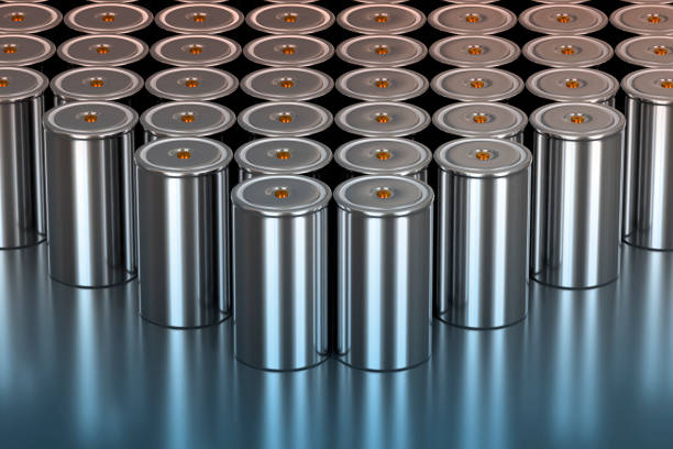 istock lot lithium traction 4680 accumulator cell for battery modules, mass production batteries high power, energy for electric vehicles, dry electrode, alternative energy development concept, 3d rendering 1614907725