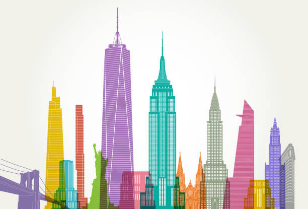 new york skyline - detailliert - empire state building stock-grafiken, -clipart, -cartoons und -symbole