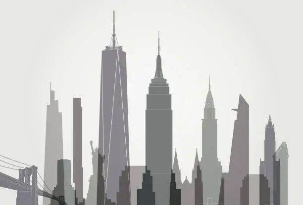 Vector illustration of New York Skyline - Black and White
