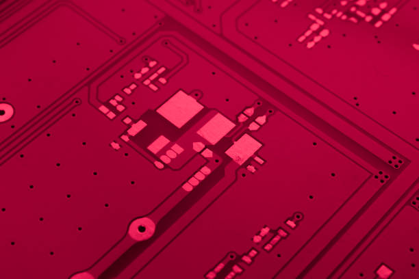 istock red printed circuit. layout of tracks 1615014978