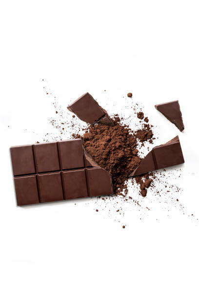 istock Broken organic dark chocolate bar and chocolate powder 1615048606