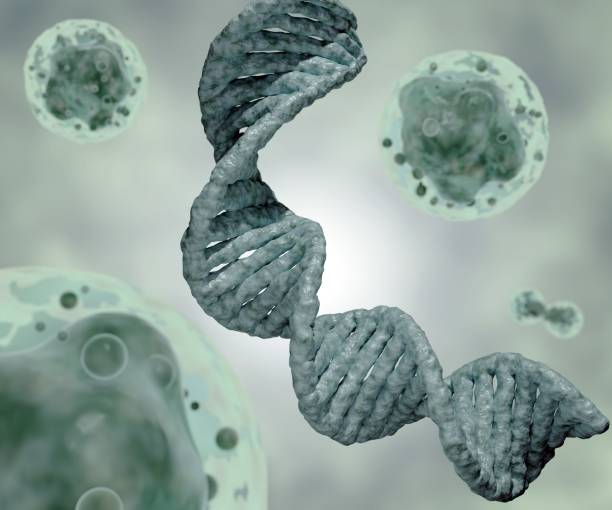 istock Close up DNA strands from scattered cells 1615207354