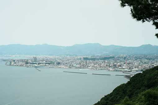 View of Kagoshima City from the top of the mountain