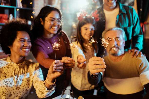 istock Happy family celebrates Christmas 1615295117