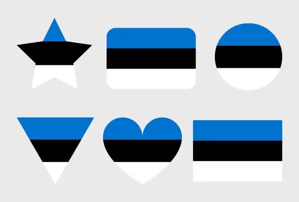 Vector illustration of Estonia flag vector icons set of illustrations